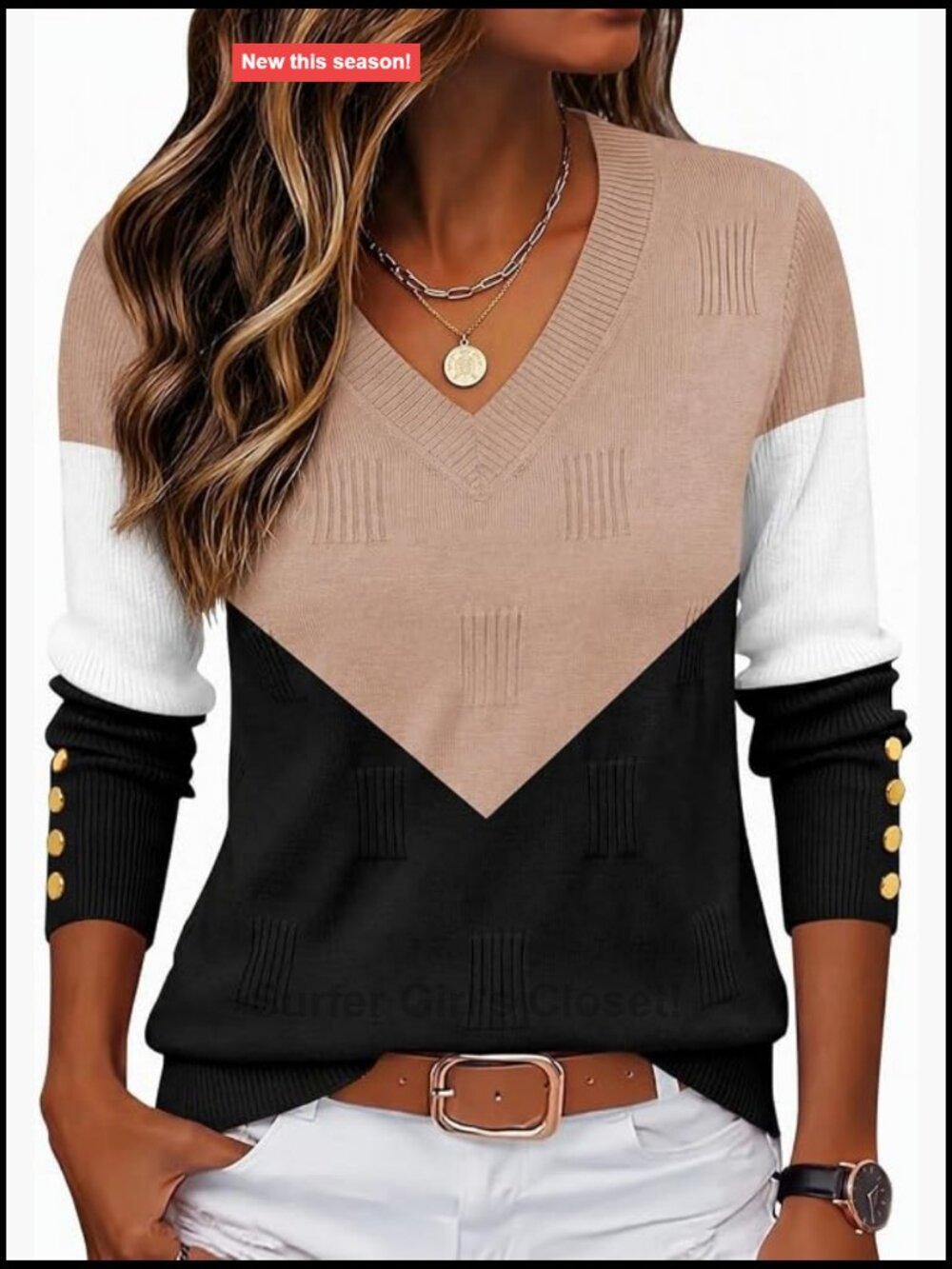 Zeagoo Womens V-Neck Sweater Long Sleeve Lightweight Knit Pullover